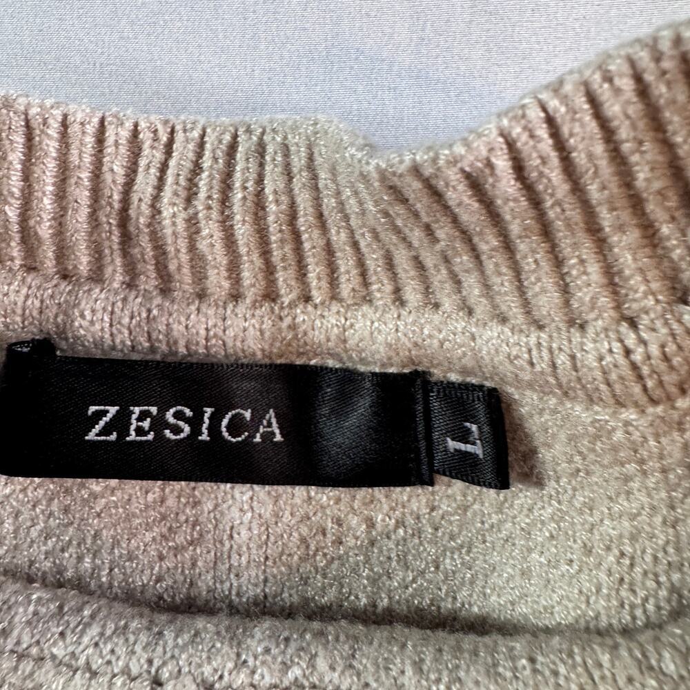 ZESICA Womens Large Sweater Dress Beige Windowpane Knit Long Sleeve Tunic - Picture 4 of 9